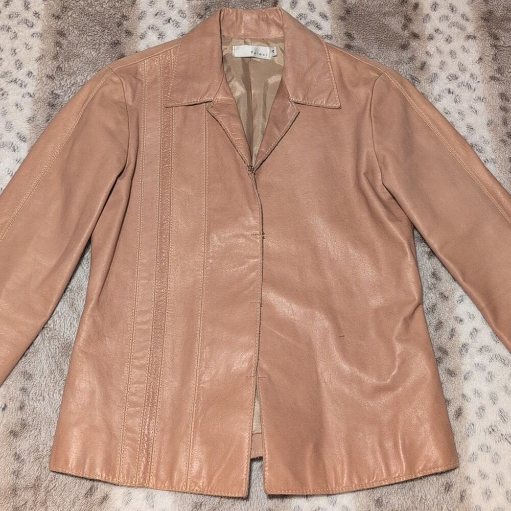Ploechi Tan Thin Leather Jacket Size 4